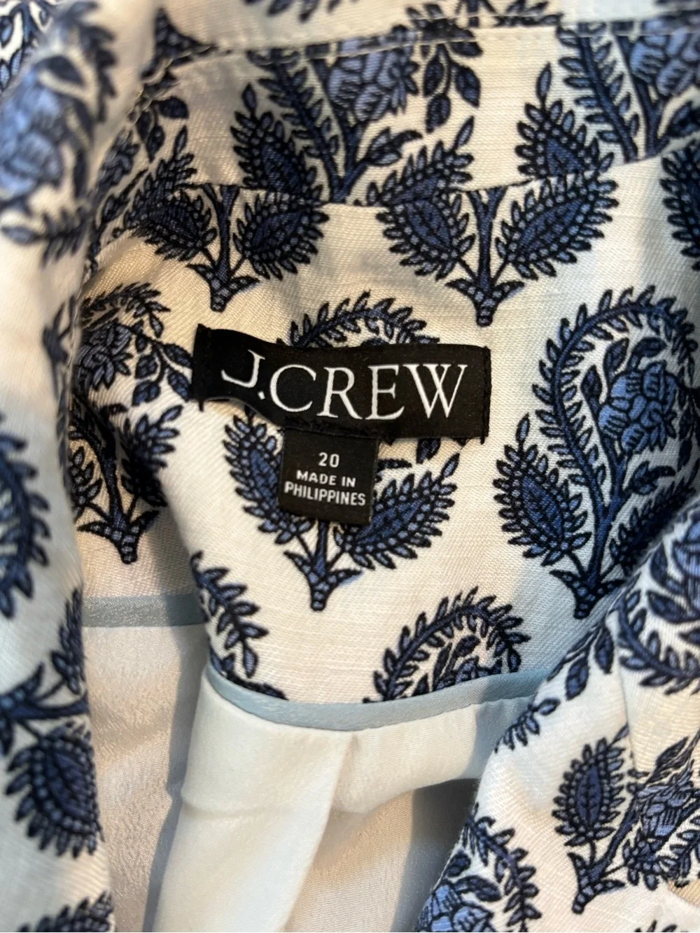 Helena Blazer In Bouquet Block Print Chelsea Linen-cupro Blend Size 20